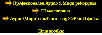 Profesionalen audio & midi rekording. CD mastering.Audio (midi) singbeci - nad 3 500 .mid. fajla. Ekipirovka:
